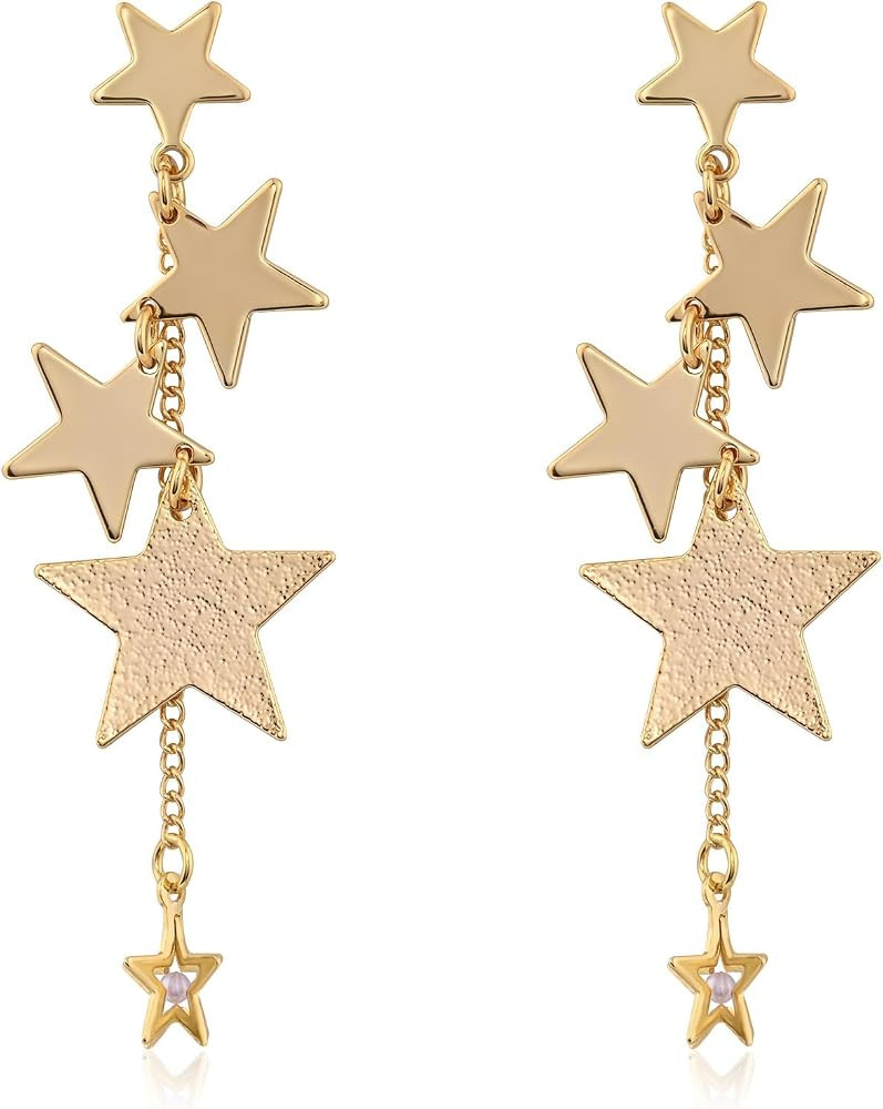 Hypoallergenic Sparkly Big Star Dangle Earrings Long Tassel Earrings Dangling Celestial Jewelry f... | Amazon (US)