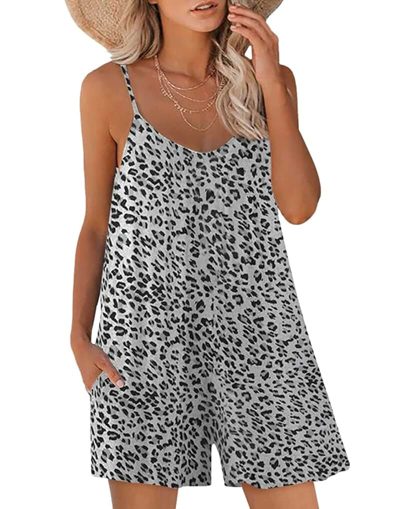 SNUGWIND Womens Casual Sleeveless Strap Loose Adjustable Jumpsuits Stretchy Shorts Romper with Po... | Amazon (US)