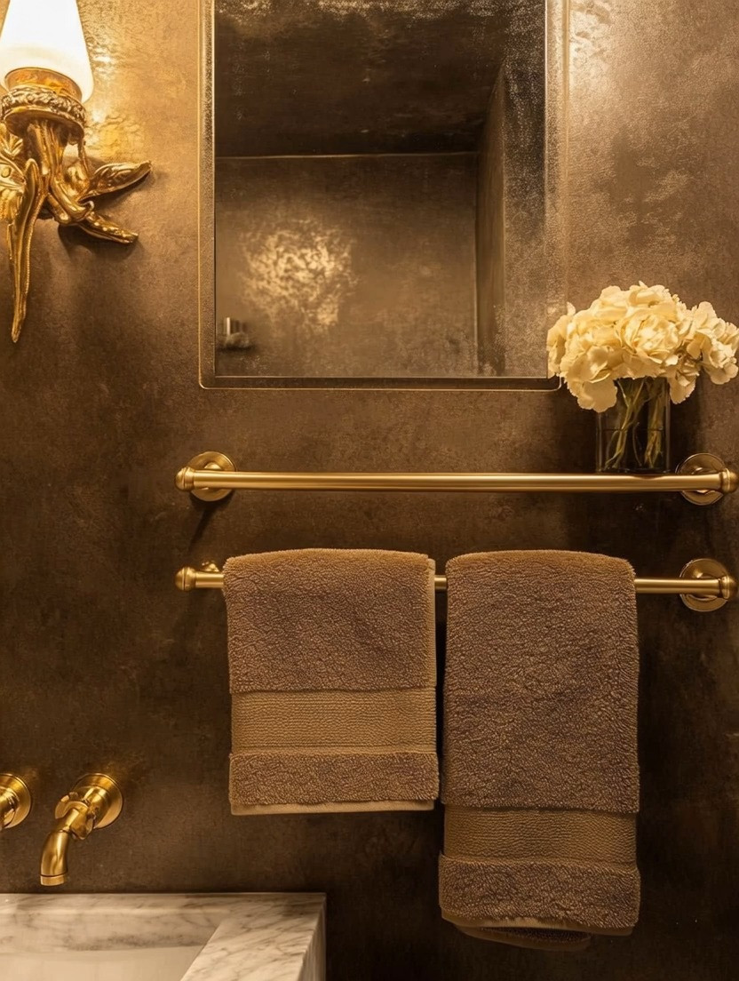 Small, thoughtful details can completely transform a space—and pairing a brushed gold towel rod with a gold-framed bathroom mirror is the easiest way to create a luxury hotel–style powder room. The warm gold tones instantly elevate the bathroom, adding depth, elegance, and a cohesive designer finish. A gold frame mirror reflects light beautifully while the brushed gold towel bar adds both function and refined style. Together, they create a timeless, polished look that works effortlessly in modern, classic, and transitional bathrooms—simple upgrades with maximum impact.

brushedgoldbathroom
goldframedmirror
luxurypowderroom 

 #LTKHome