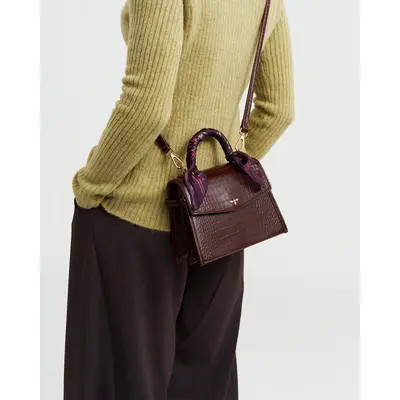 Fable England Eliza Croc Small Top Handle Purse in Burgundy at Nordstrom | Nordstrom