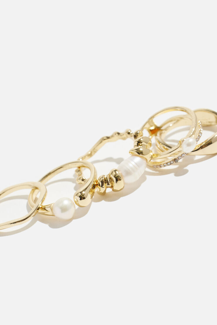 5-Pack Pearl Rings | Dynamite Clothing