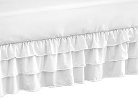 Solid Color White Shabby Chic Girl Ruffled Tiered Crib Bed Skirt Dust Ruffle for Harper Collection b | Amazon (US)