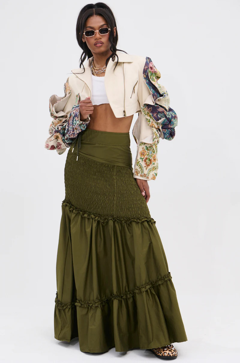 IT ONLY GETS BETTER RUCHED MAXI SKIRT | AKIRA