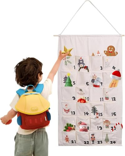 Christmas Countdown Calendar, 49" x 28" Hanging Christmas Advent Calendar with 24 Pockets, Fabric Advent Calendar Kids for Filling Candies, Cards, Stationery, Jewelry, Toys, Dolls, and Other Gifts | Amazon (US)