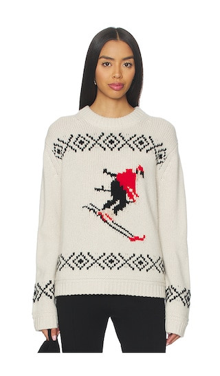 Cashmere Blend Ski Crewneck Sweater in Ivory, Black & Red | Revolve Clothing (Global)