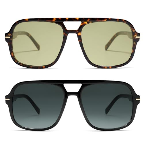 Retro Trendy Square Aviator Sunglasses Womens Mens 70s Classic Vintage Oversized Sun Glasses AR82... | Amazon (US)