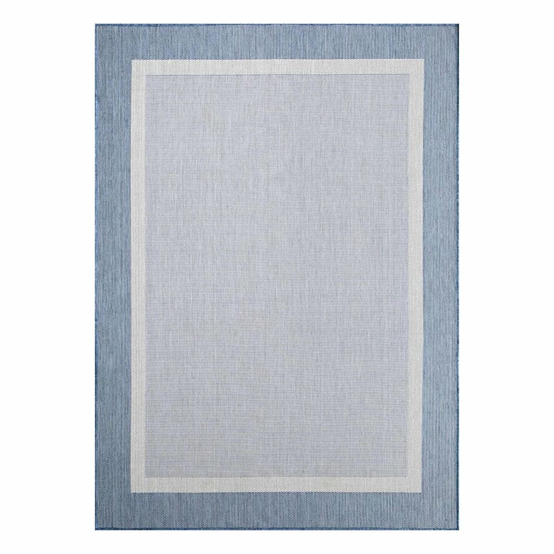 (E515) Fifer Navy Border Outdoor Area Rug, 5x7 | At Home