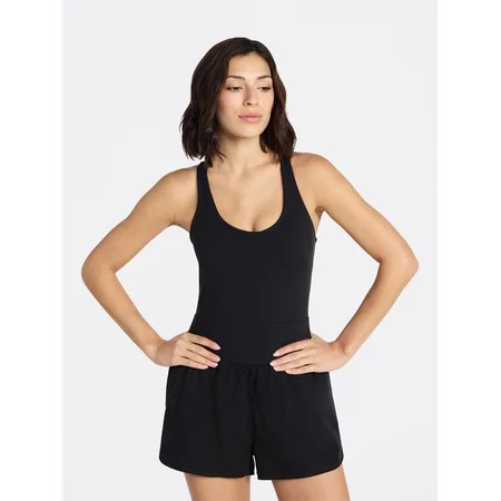 Avia Women's Cross Back Active Buttersoft Romper, Sizes XS-4X | Walmart (US)