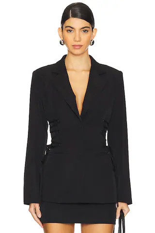 superdown Jennifer Lace Up Blazer in Black from Revolve.com | Revolve Clothing (Global)
