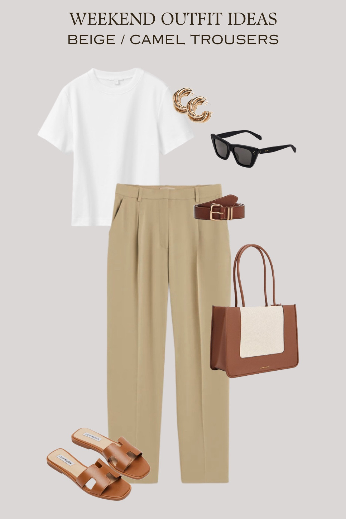 Camel trousers and a classic white tee for a relaxed weekend vibe! 

#LTKspring #LTKsummer #LTKstyletip