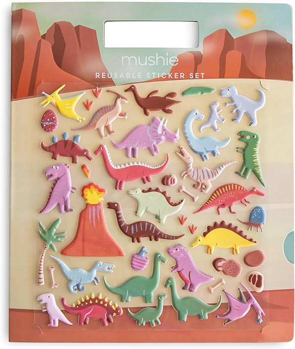 mushie Reusable Sticker Book Set (Dino) | 100+ Removable Puffy Stickers | Arts & Crafts Activity ... | Amazon (US)