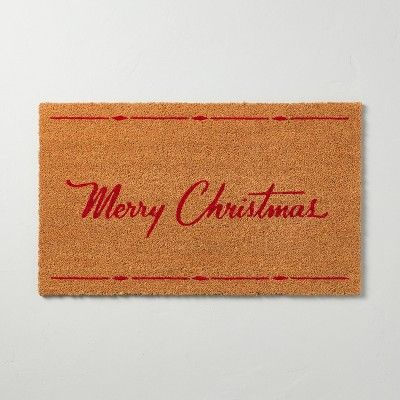 Merry Christmas Coir Doormat Tan/Red - Hearth & Hand™ with Magnolia | Target