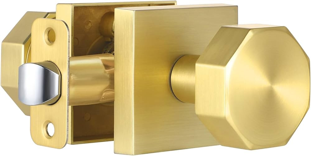 coolnews Gold Passage Door Knobs Interior, Octagonal Modern Door Handle for Closets and Hallways,... | Amazon (US)