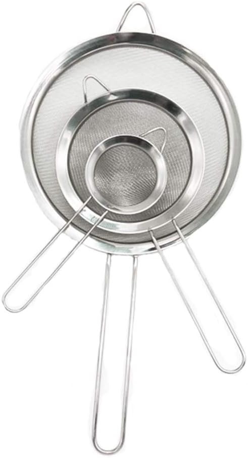 3PCS Stainless Steel Kitchen Fine Mesh Strainers with Handle, (2.6+4.6+7.1) inches for Juice Egg ... | Amazon (US)