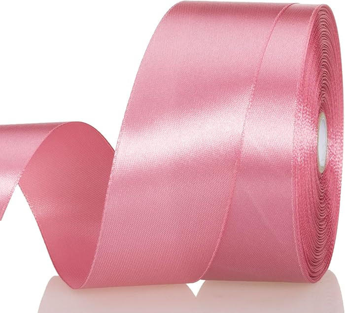 YASEO 1 1/2 Inch Rose Gold Solid Satin Ribbon, 50 Yards Craft Fabric Ribbon for Gift Wrapping Flo... | Amazon (US)