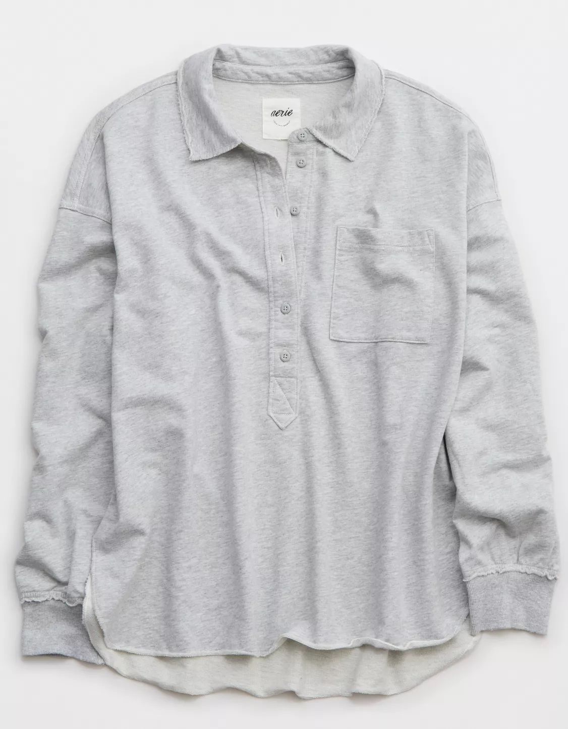 Aerie Take It Easy Popover Polo Sweatshirt | Aerie