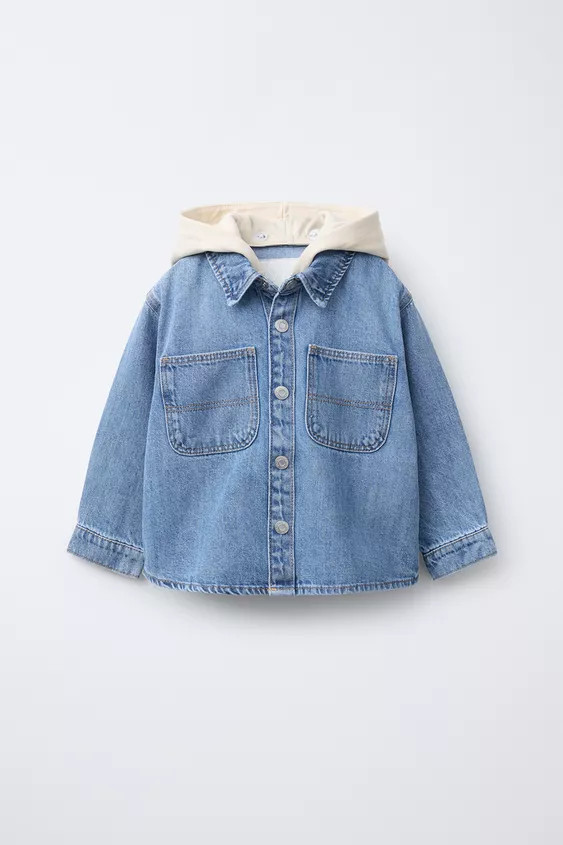 REMOVABLE HOOD DENIM OVERSHIRT | Zara US
