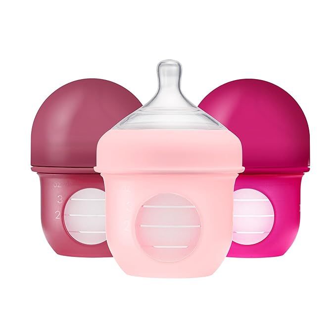 Boon Nursh Reusable Silicone Baby Bottles with Collapsible Silicone Pouch Design - Everyday Baby ... | Amazon (US)