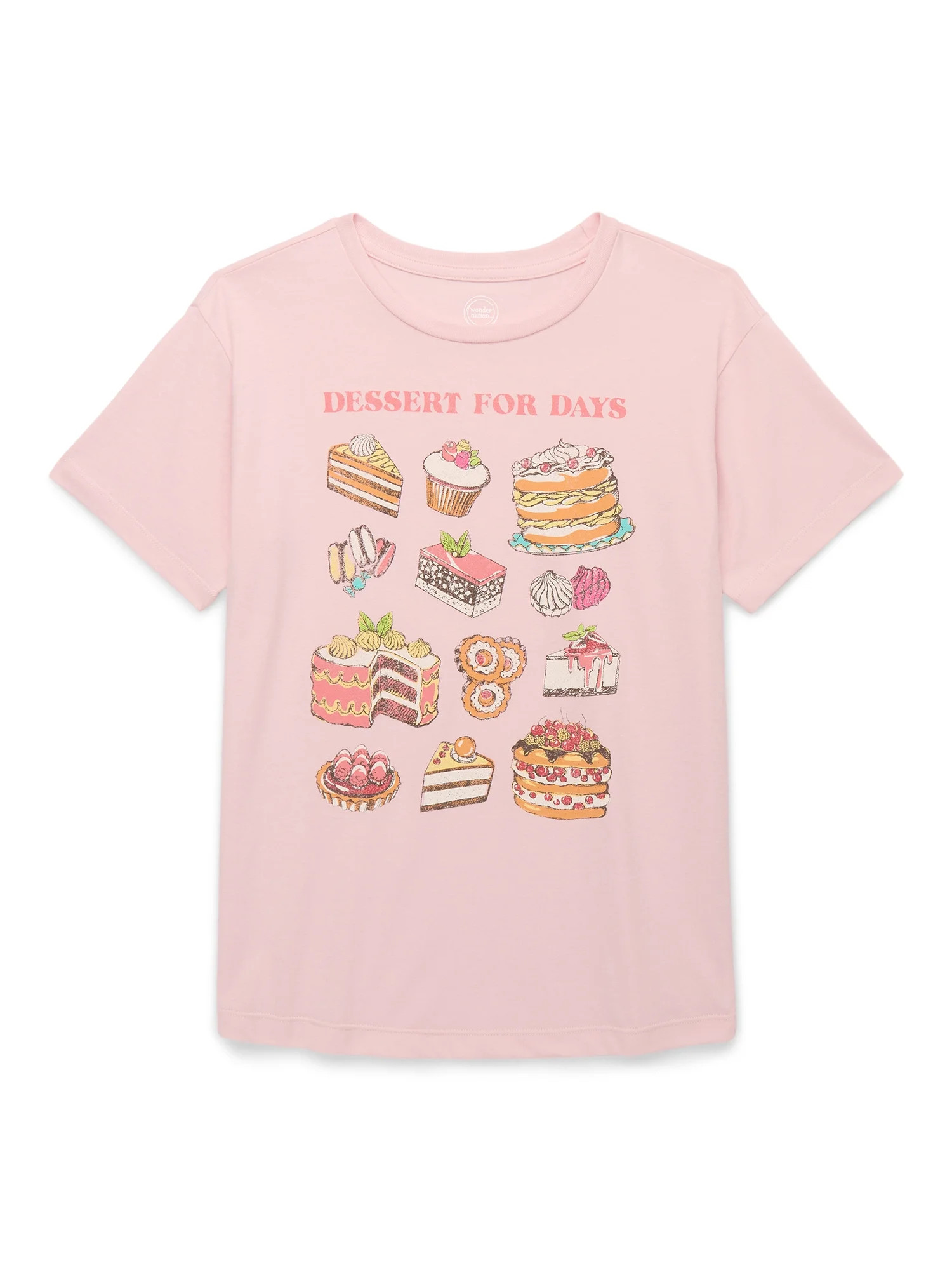 Wonder Nation Girls Dessert for Days Graphic Tee with Short Sleeves, Sizes 4-18 | Walmart (US)