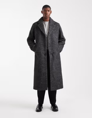 ASOS DESIGN wool blend longline overcoat in charcoal | ASOS (Global)
