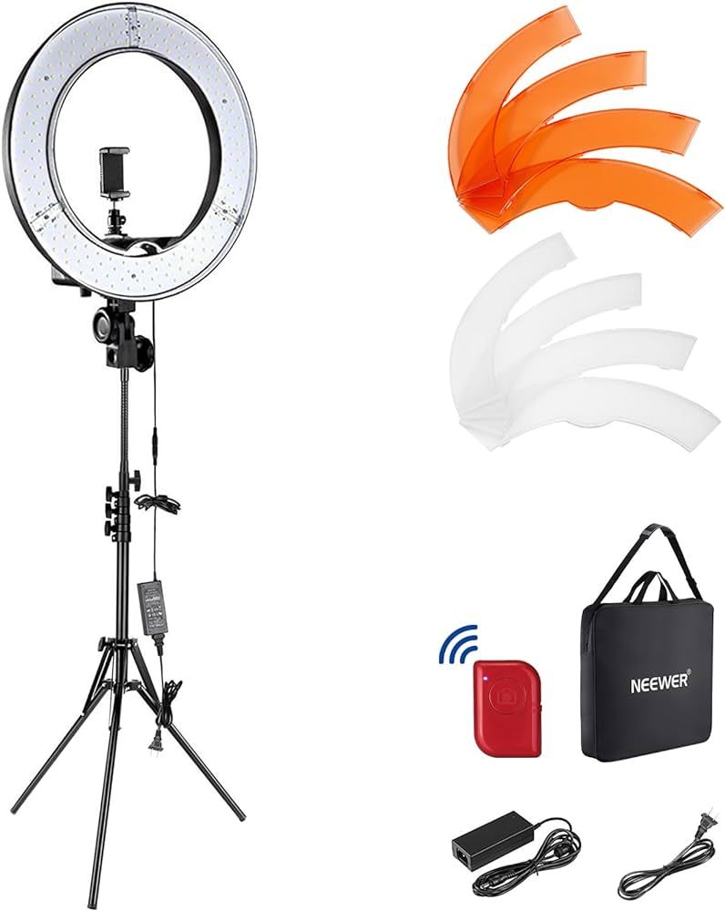 NEEWER Ring Light 18inch Kit: 55W 5600K Professional LED with Stand and Phone Holder, Soft Tube &... | Amazon (US)