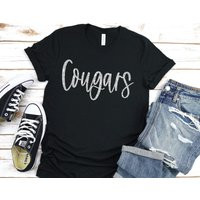 Cougars Glitter Mascot Shirt, Tee, Custom Team Pride, School Unisex | Etsy (US)