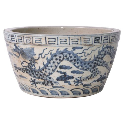 12" Ming Dragon Bowl, Blue | One Kings Lane