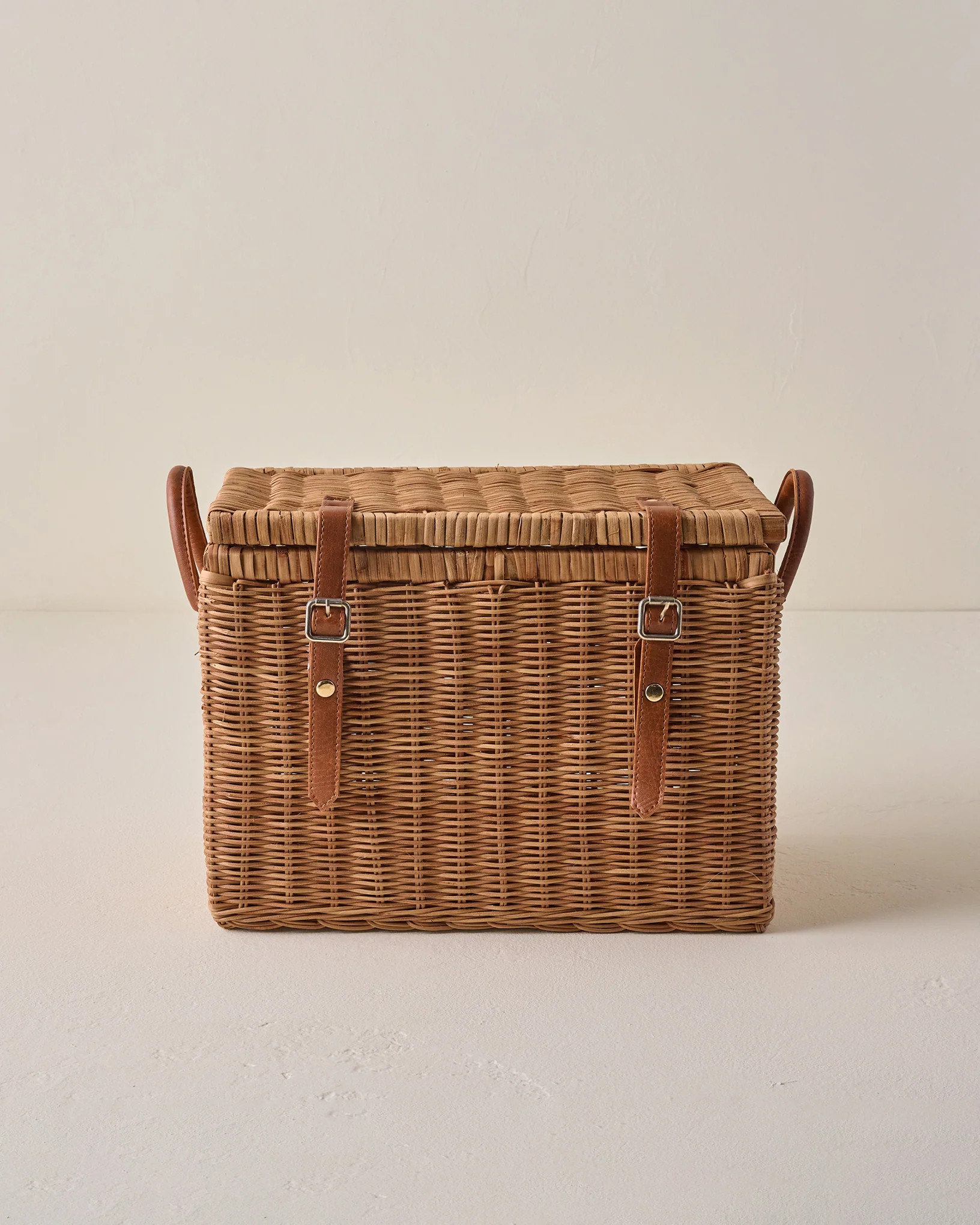 Reid Woven Storage Trunk with Leather Handles | Magnolia