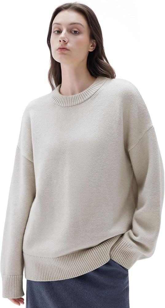 SUUKSESS Women Cashmere Oversized Long Sleeve Pullover Sweater Crew Neck Jumpers | Amazon (US)