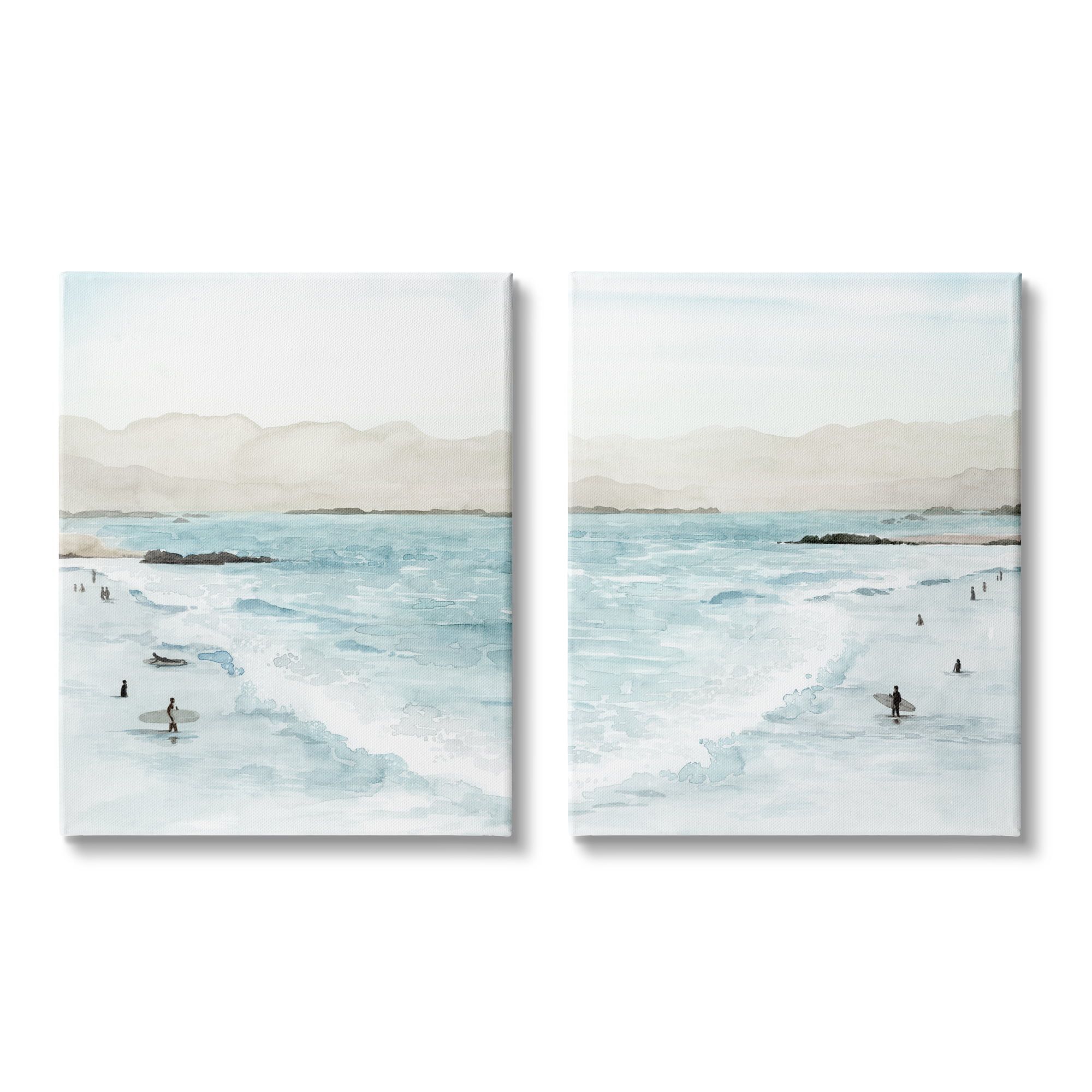 Stupell Industries Coastal Surfers High Tide Soft Beach Landscape Canvas Wall Art, 24 x 30, Desig... | Walmart (US)