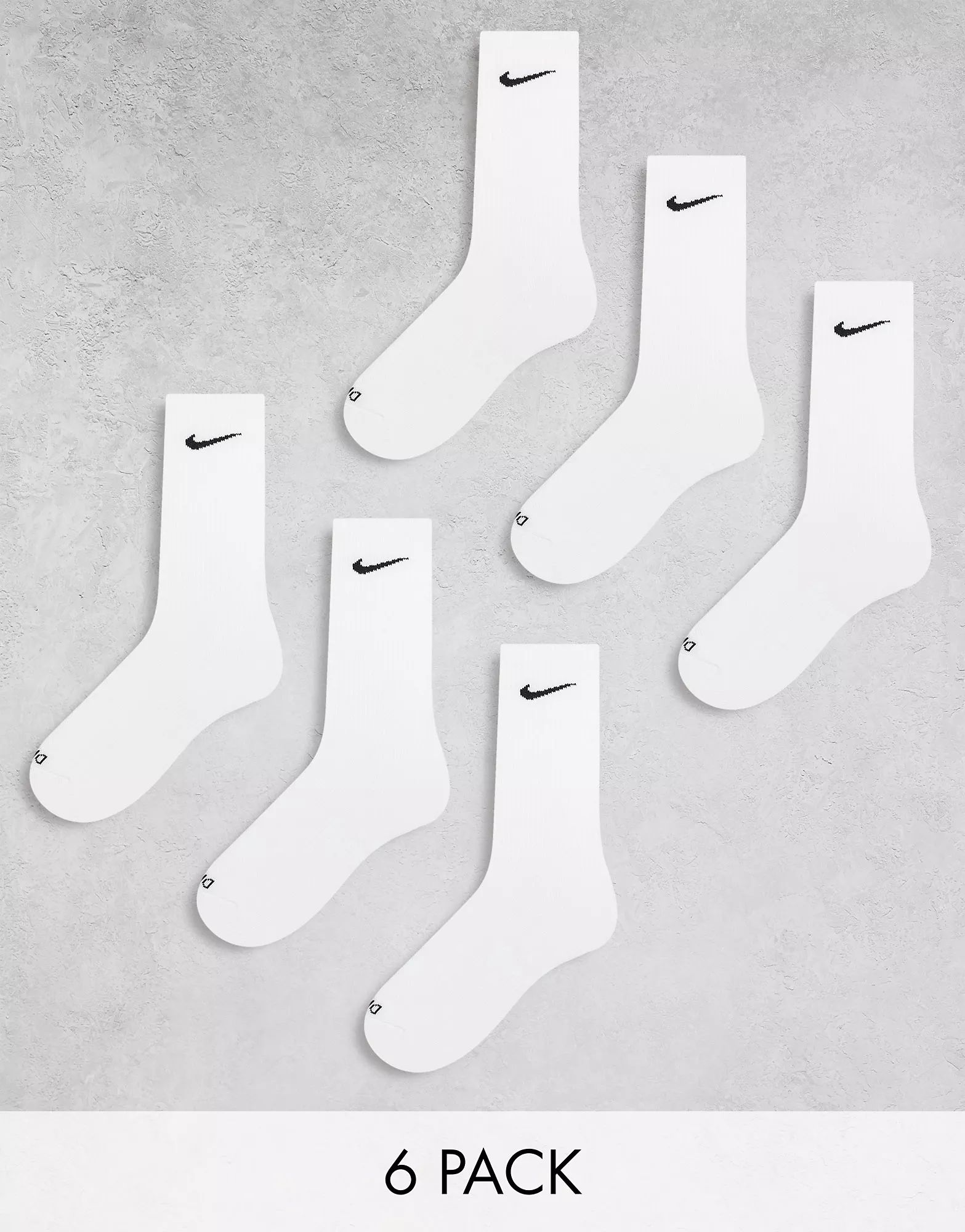 Nike Training unisex cushioned 6 pack crew sock in white | ASOS (Global)