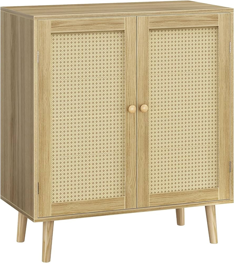 Huuger Buffet Cabinet with Storage, Storage Cabinet with PE Rattan Decor Doors, Accent Sideboard ... | Amazon (US)