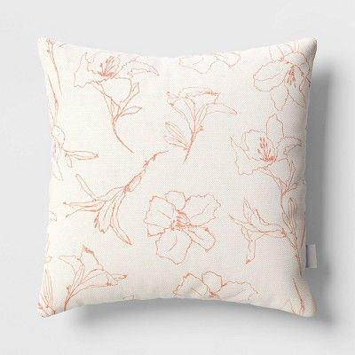 18"x18" Lily Square Outdoor Throw Pillow White - Threshold™ | Target