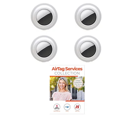 Apple AirTag 4-Pack with 4 Silicone Cases & Vouher - QVC.com | QVC