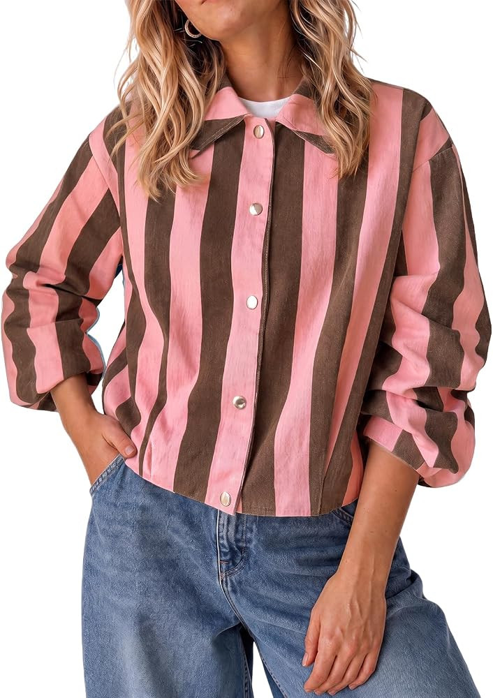 Cicy Bell Womens Polka Dot Denim Jackets Button Down Casual Fall Jean Coats | Amazon (US)