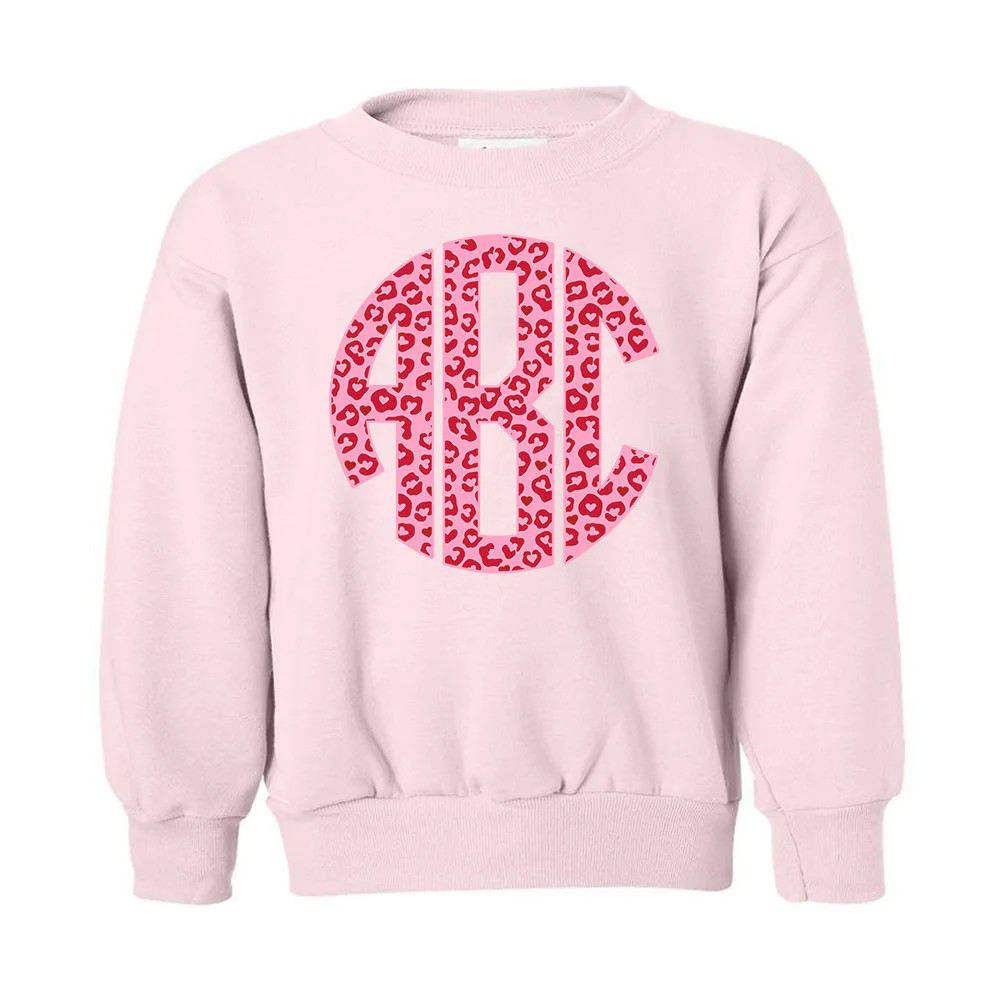 Kids Monogrammed 'Leopard Love' Big Print Crewneck Sweatshirt | United Monograms