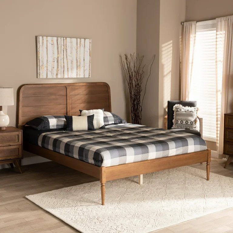 Baxton Studio Kassidy Classic and Traditional Walnut Brown Finished Wood King Size Platform Bed | Walmart (US)