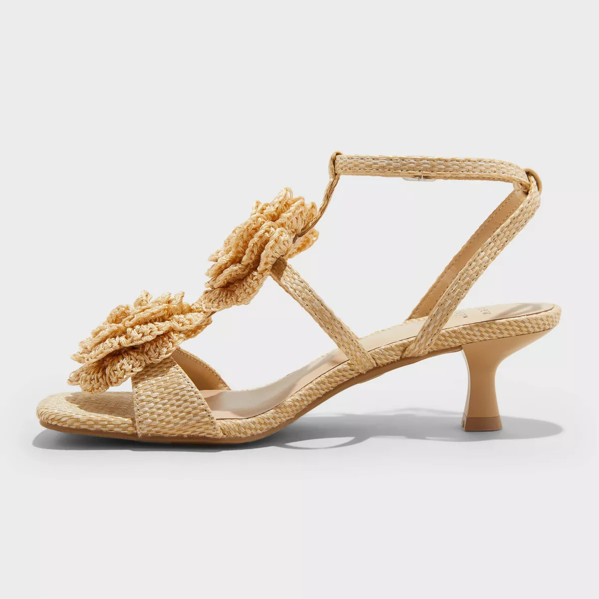 Women's Esme Floral Crochet Kitten Heels - A New Day™ Tan | Target
