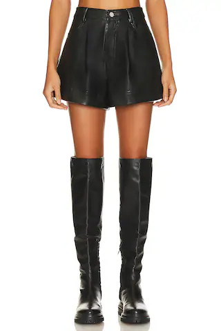 WeWoreWhat Faux Leather Cuffed Short in Black from Revolve.com | Revolve Clothing (Global)