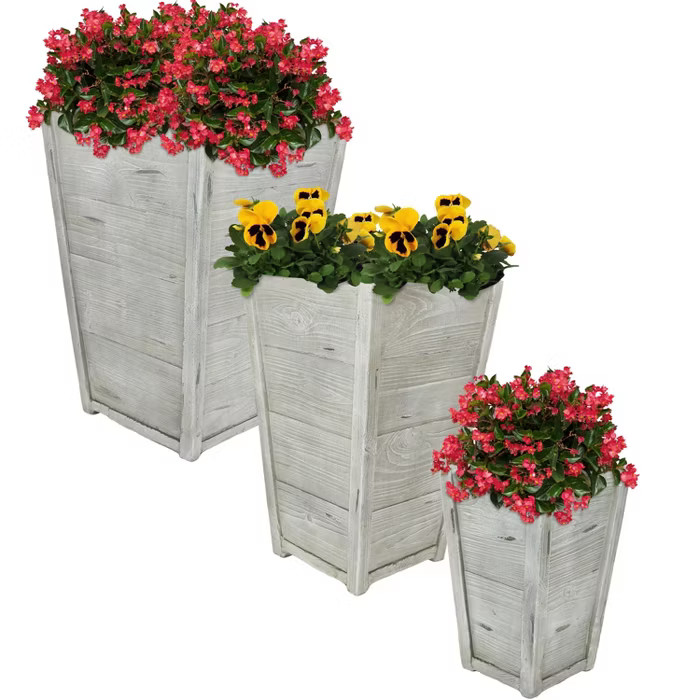 3pc Manor Fiber Clay Square Planter Set - Sunnydaze Decor | Target