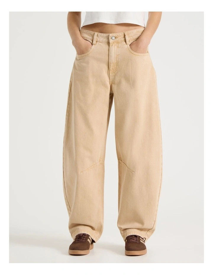 There AfterMid Rise Barrel Leg Jeans in Sand | Myer