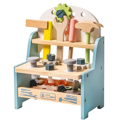 ROBUD Mini Wooden Play Tool Workbench Set for Kids Toddlers - Montessori Toys for 3 4 5 Years Old Boys Girls | Amazon (US)