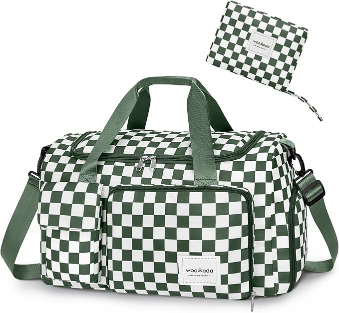 WOOMADA Foldable Travel Duffel Bag for Women, Weekender Bags with Shoes Compartment,Overnight Bag... | Amazon (US)