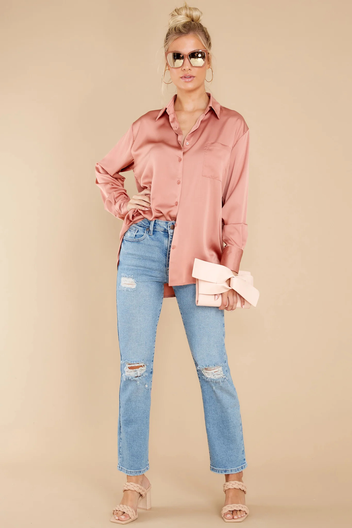 Sense Of Serenity Rose Pink Top | Red Dress 