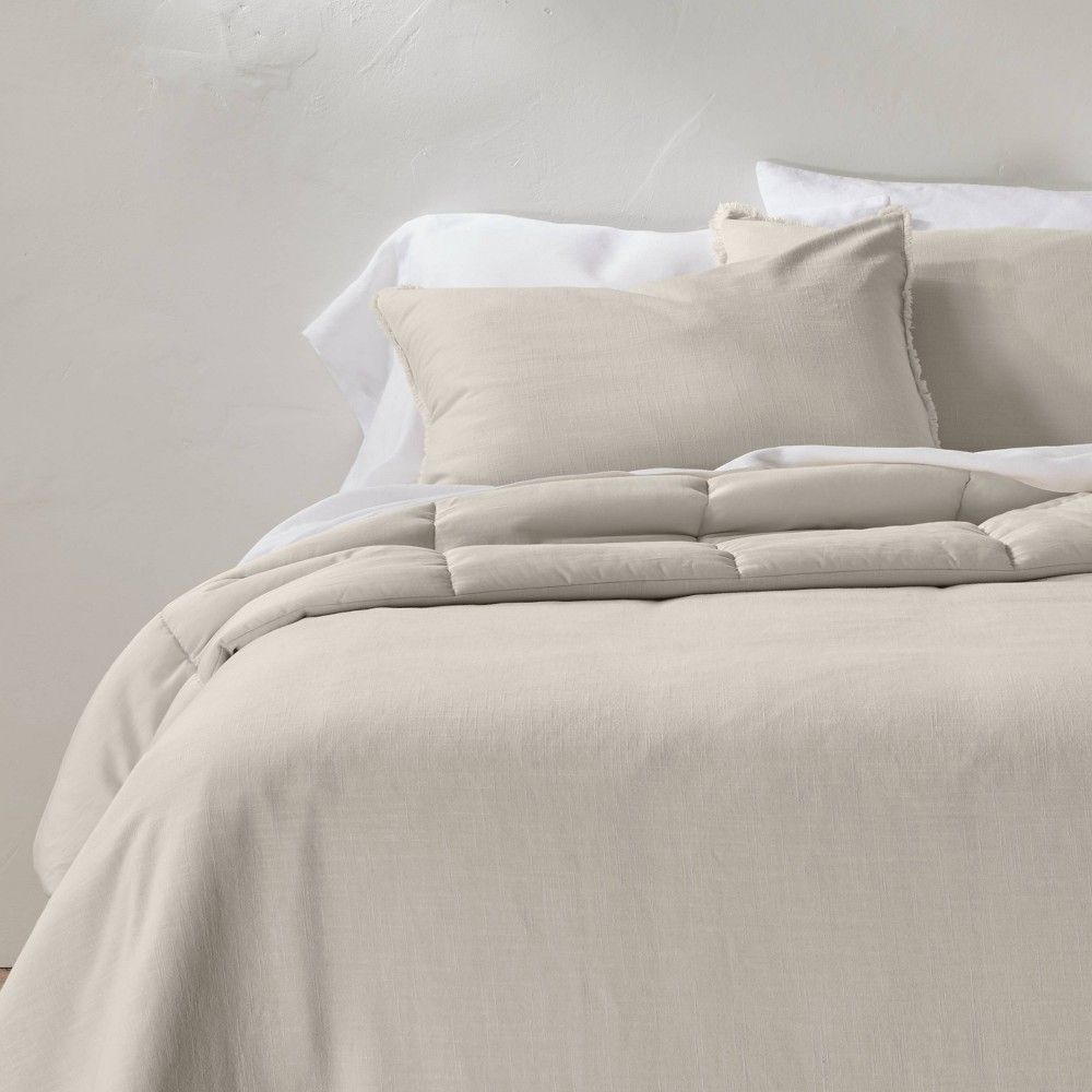 Full/Queen Heavyweight Linen Blend Comforter & Sham Set Natural - Casaluna | Target