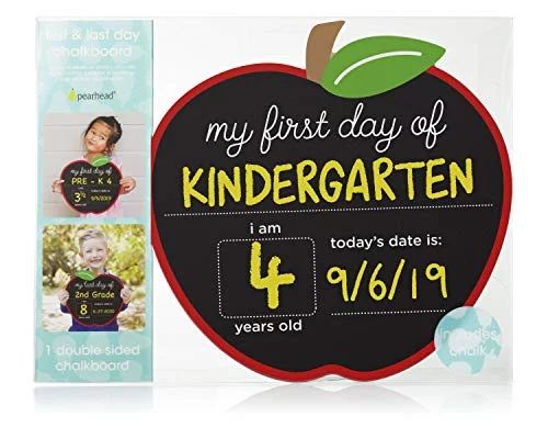 Pearhead First and Last Day of School Photo Sharing Reversible Chalkboard Sign, Apple Shaped, The... | Walmart (US)