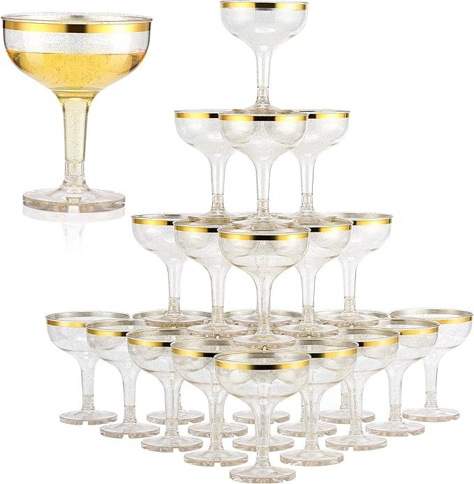 Zopeal 100 Pcs Plastic Champagne Glasses 5 oz Shatterproof Plastic Coupe Glasses Disposable Cockt... | Amazon (US)