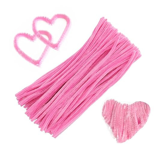 100Pcs Pink Pipe Cleaners Chenille Stem for DIY Crafts,Arts,Wedding,Home,Party,Valentine's Day Ho... | Amazon (US)