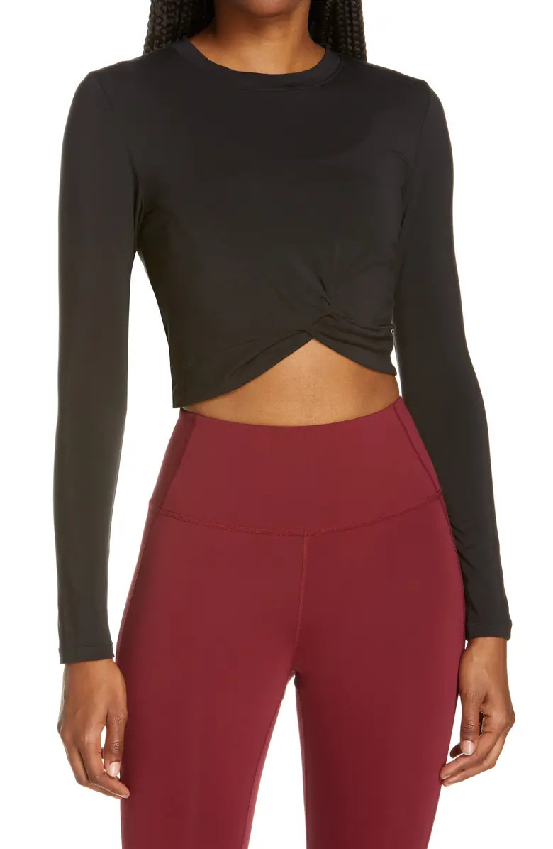 Model Twist Hem Crop Long Sleeve T-Shirt | Nordstrom