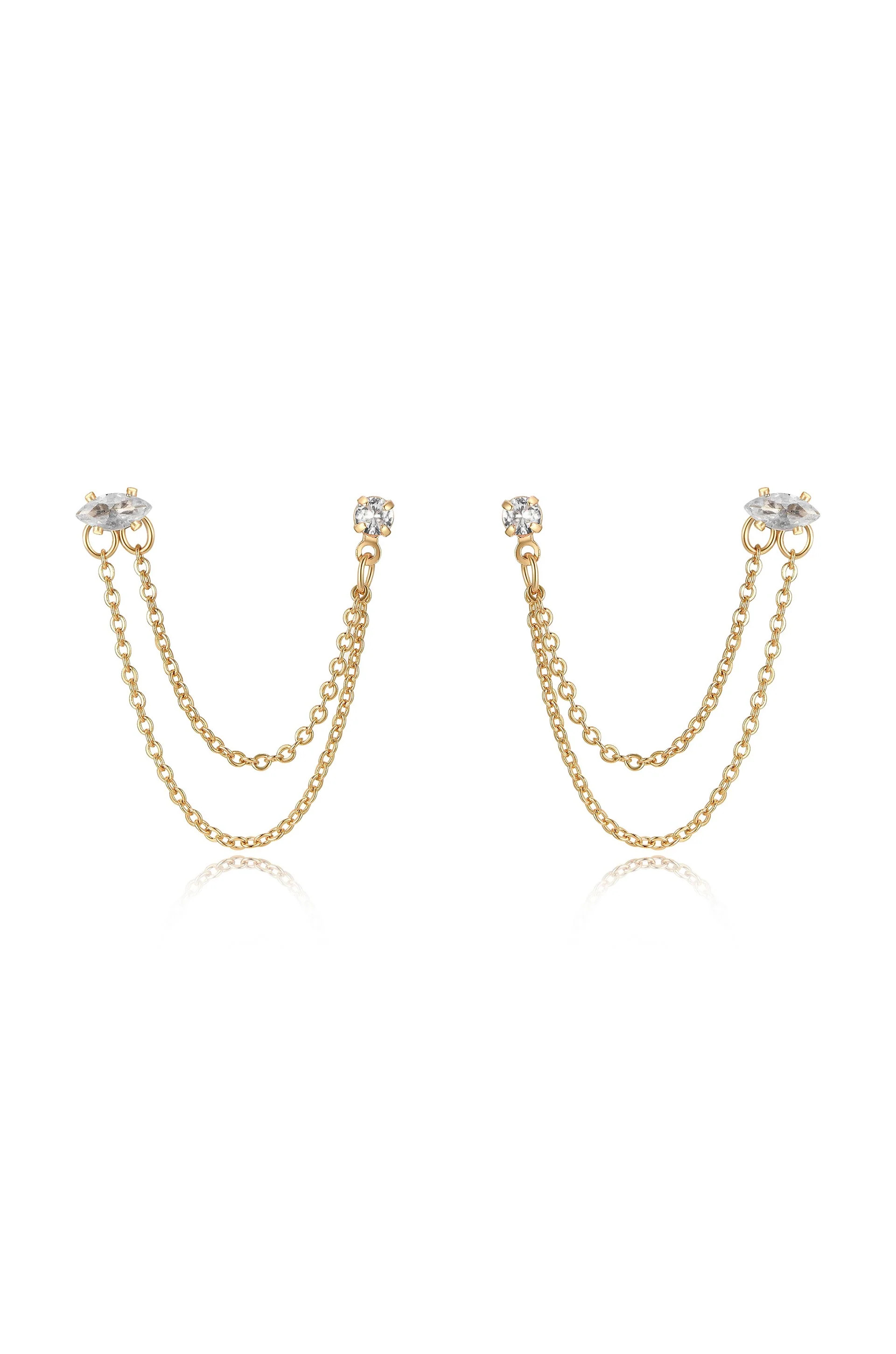 Double Piercing Chain Dangle Earrings | Ettika